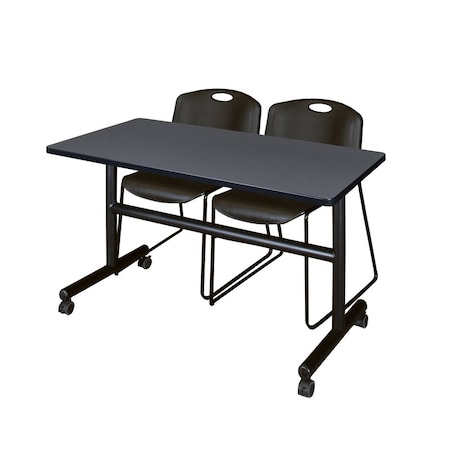 Kobe Tables > Nesting Tables > Kobe Flip Top Table & Chair Sets, 48 W, 24 L, 29 H, Grey MKFT4824GY44BK